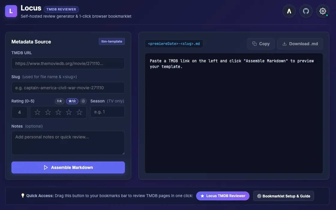 TMDB Reviewer interface